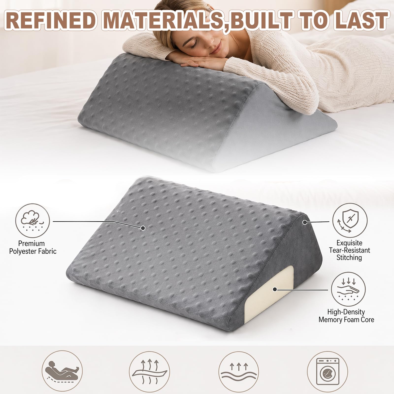 Almohada venosa de espuma viscoelástica, almohada para piernas y rodillas para elevar las piernas, almohada para rodillas para dormir de espalda, alivia las piernas y promueve el bienestar