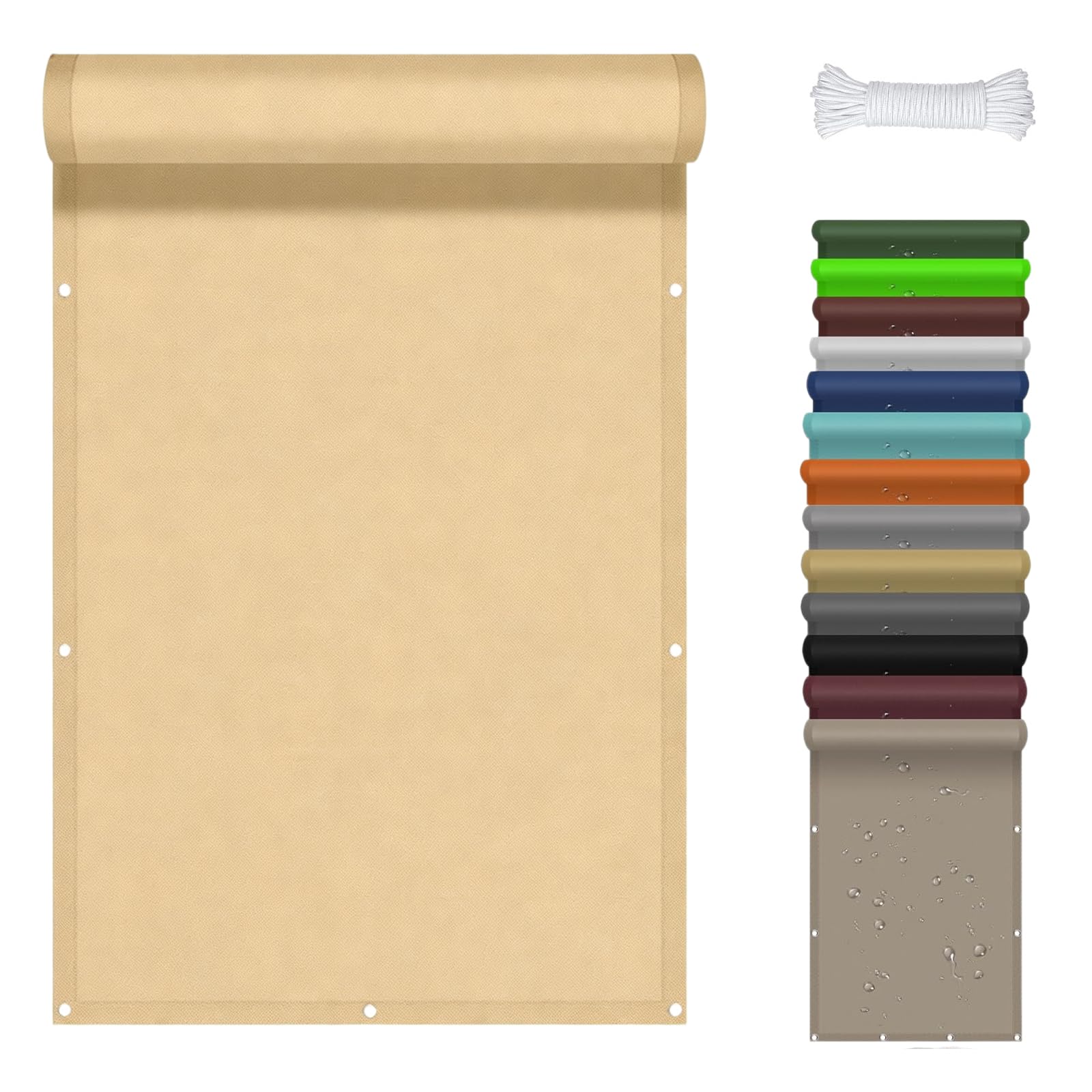 Voile d'ombrage Imperméable 560 x 580 cm Protection Contre Le Vent Anti-Déchirure Résistant Aux Intempéries et Respirant Voile d'ombrage Filet pour Patio Jardin, Couleur Crème