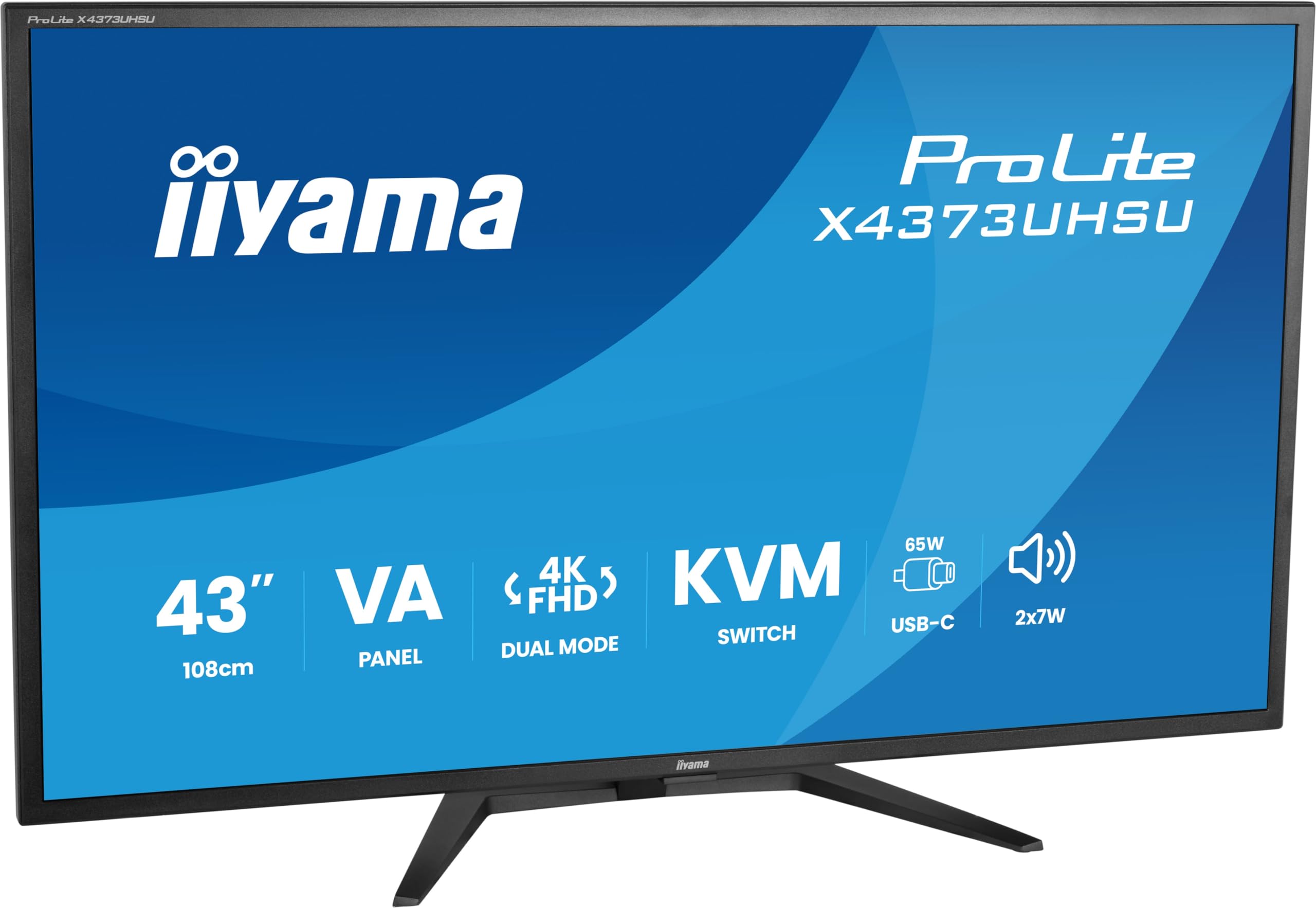 iiyama Prolite X4373UHSU-B2 108cm 42,5" VA LED-Monitor Dual Mode 4K UHD 60Hz oder FHD 120Hz 2xHDMI DP USB-C (DP Alt Mode, 95W) USB Hub (2X Typ A v.3.2, 2X Typ C 5W) KVM-Switch HDR10 Pip/PbP schwarz