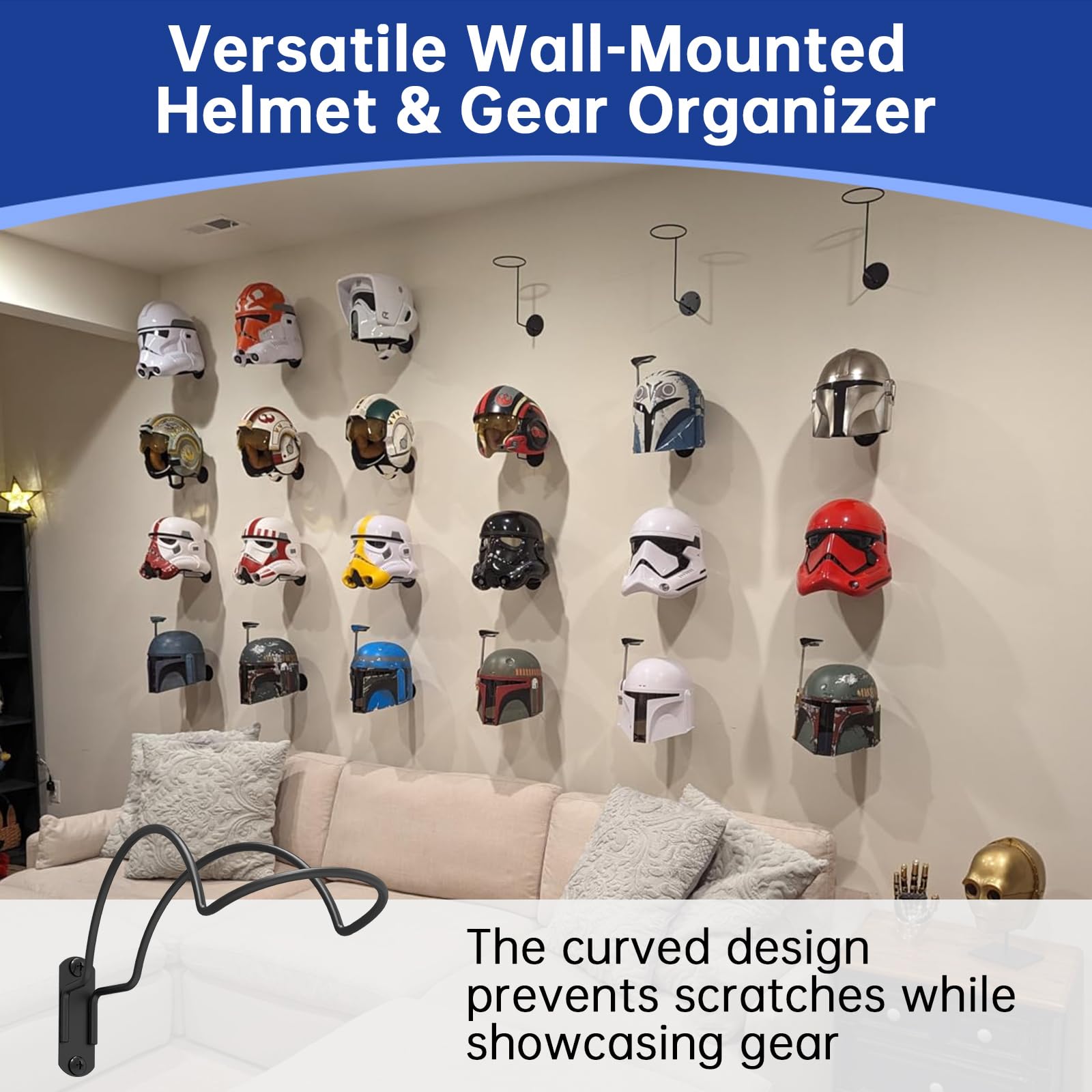 Soporte para casco montado en la pared de 2/4 piezas