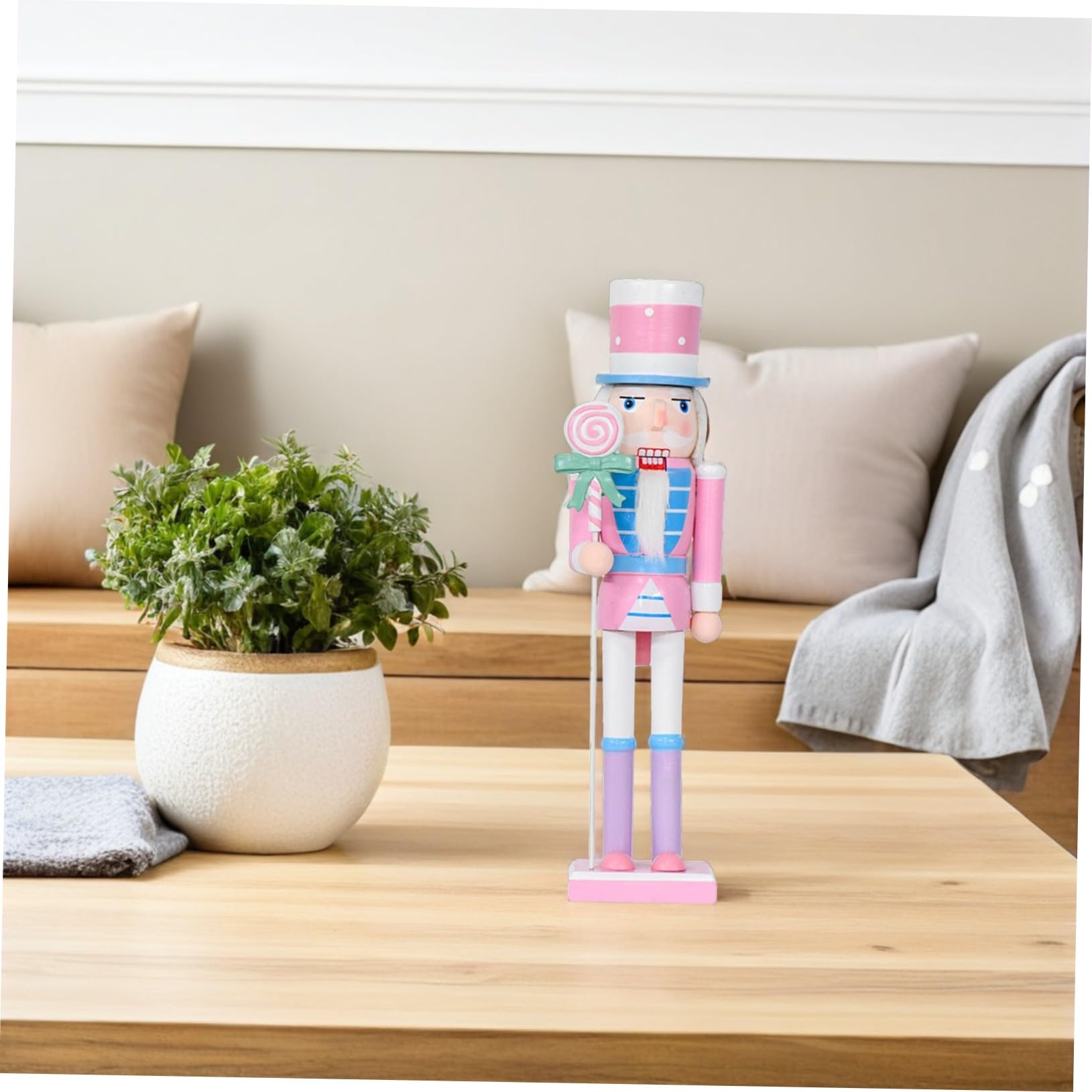 GALPADA 2pezzi Schiaccianoci in Legno Color Pastello Soldatino di Caramelle Natalizio Decorazione da Tavola per Feste di Natale Statuette o Libreria