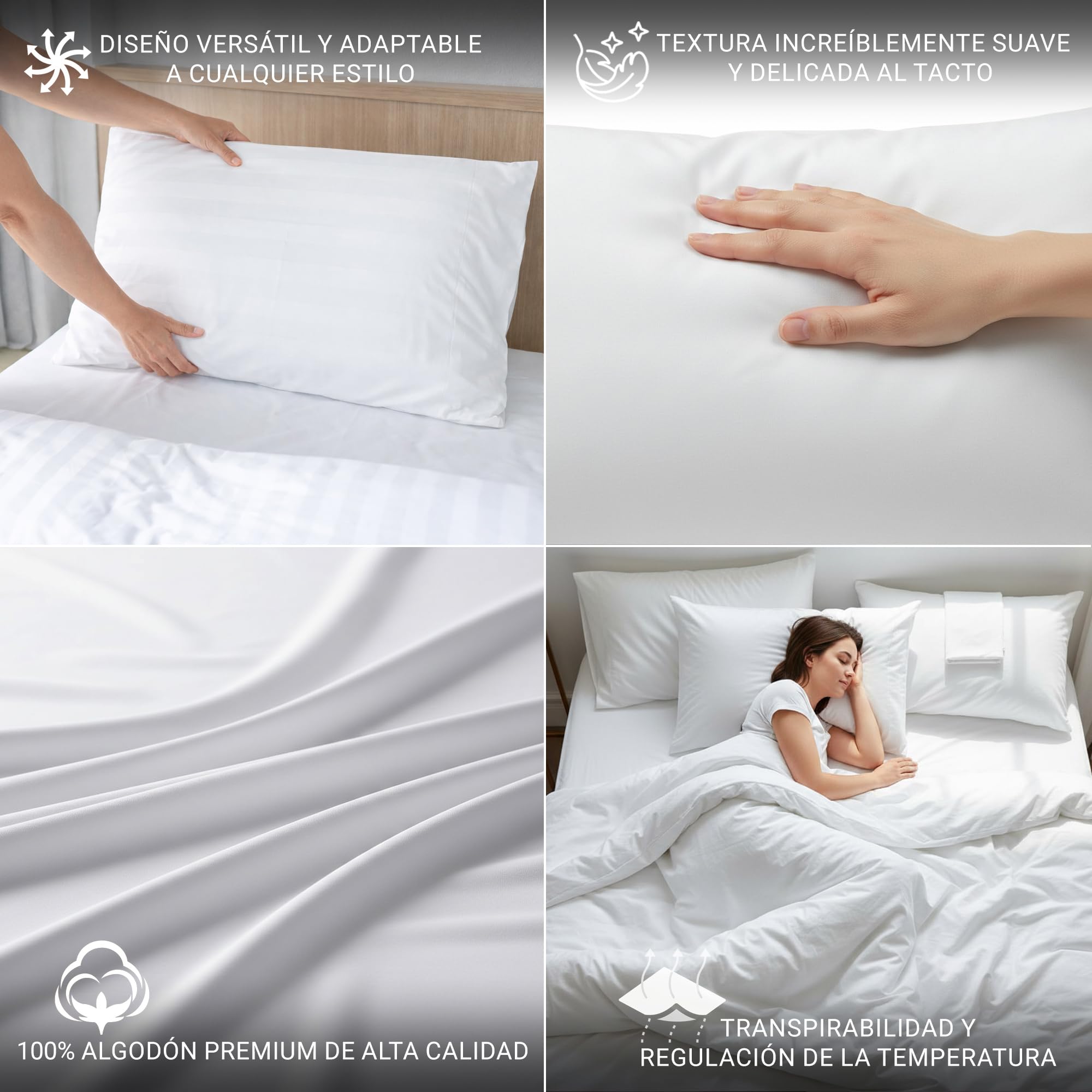 ECOMMERC3 | Poszewka na poduszkę 45 x 70 cm Opakowanie 2 100% bawełna - Poszewka na poduszkę Kolor biały Miękkość i świeżość zapewniają oddychalność, hipoalergiczność i trwałość odpoczynku