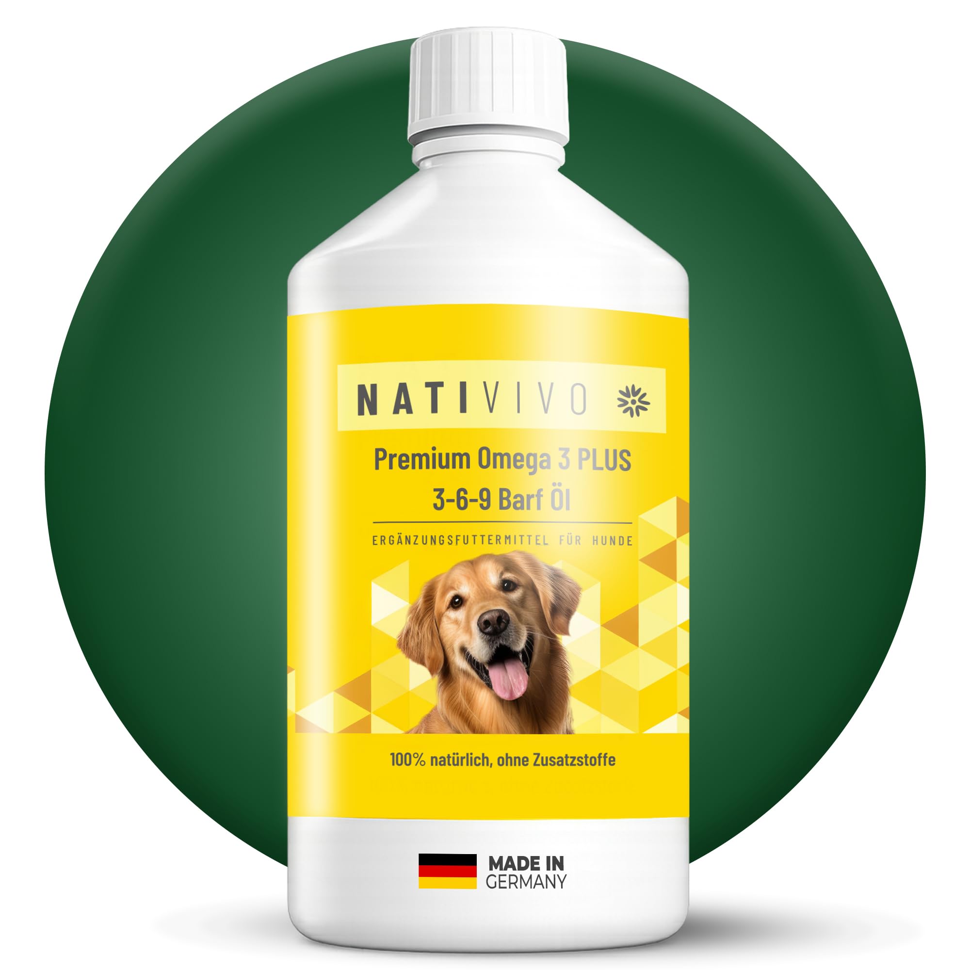 Premium Barf Öl Omega 3 6 9 Hund - 500ml Fischöl für Hunde - Lachsöl Hund - Fischöl flüssig mit Hanfsamenöl - Hochwertiges Barföl Futteröl für Hunde - 100% natürlich - Made in Germany