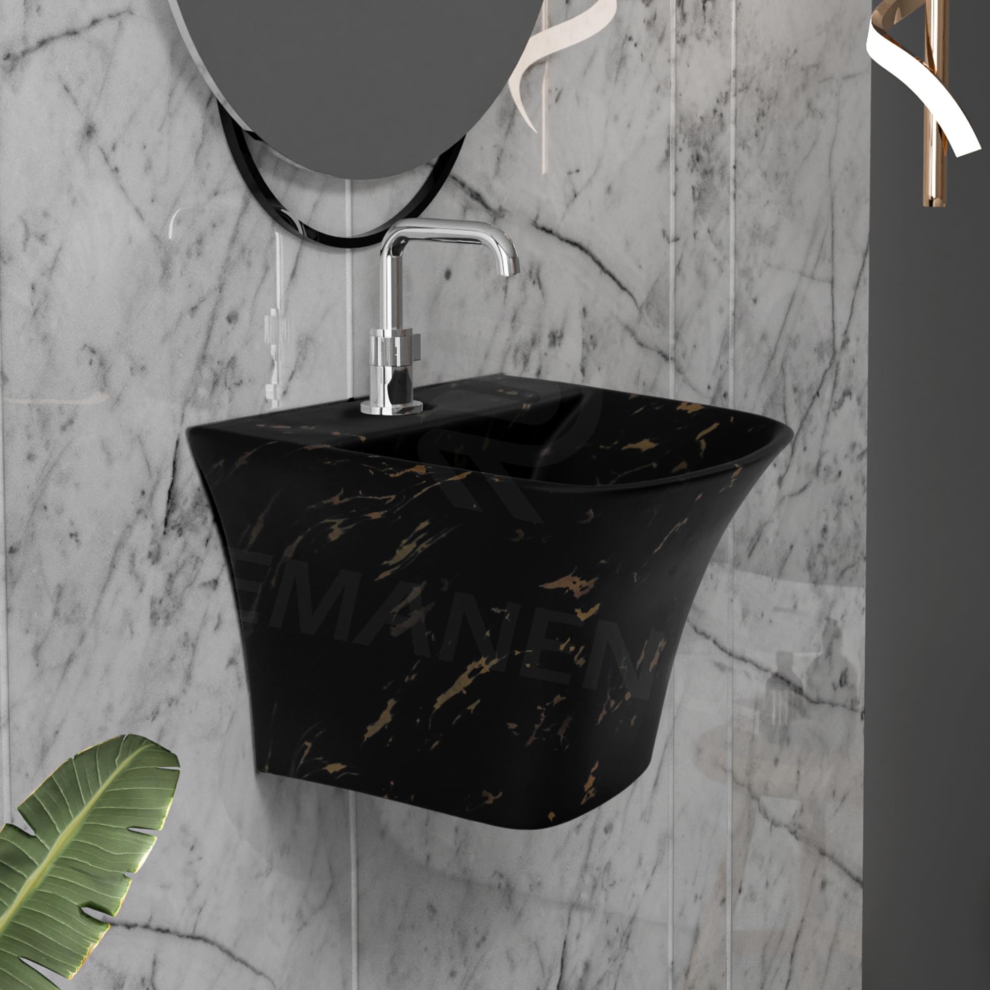 Luxury Wall Mounted Wash Basin - White Ceramic -13