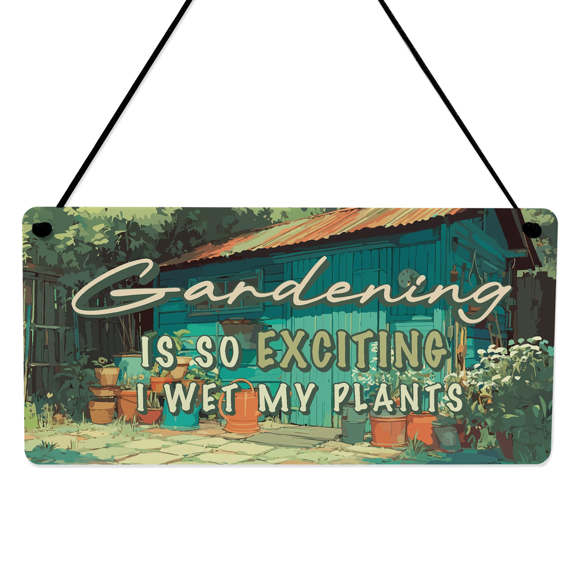 Red Ocean Garden Sign FUNNY Garden Plaque For Outside Wet My Plants Funny Garden Sign Hanging Shed Sign Yard Plaque Gifts For Women Her Home Decor
