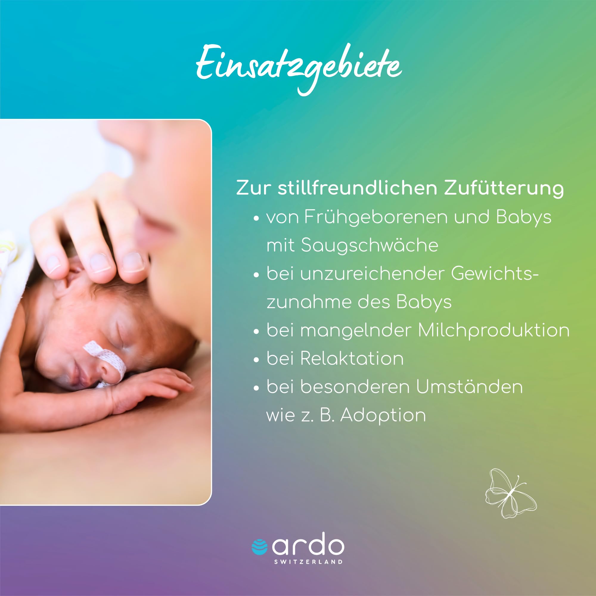Ardo SNS (Supplemental Nursing System) Brusternährungsset zur stillfreundlichen Zufütterung an der Brust | Hilft Milchbildung fördern | Stillhilfe bei Frühgeburt, Saugschwierigkeiten und mehr