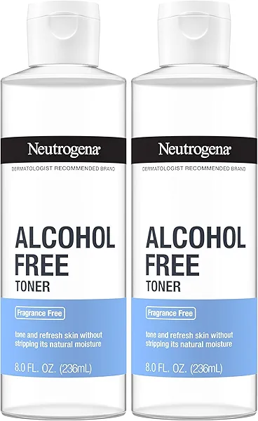 Neutrogena Alcohol-Free Gentle Daily Fragrance-Free Face Toner to Tone & Refresh Skin, Toner Gently Removes Impurities & Reconditions Skin, Hypoallergenic, 8 fl. oz (Pack of 2)
