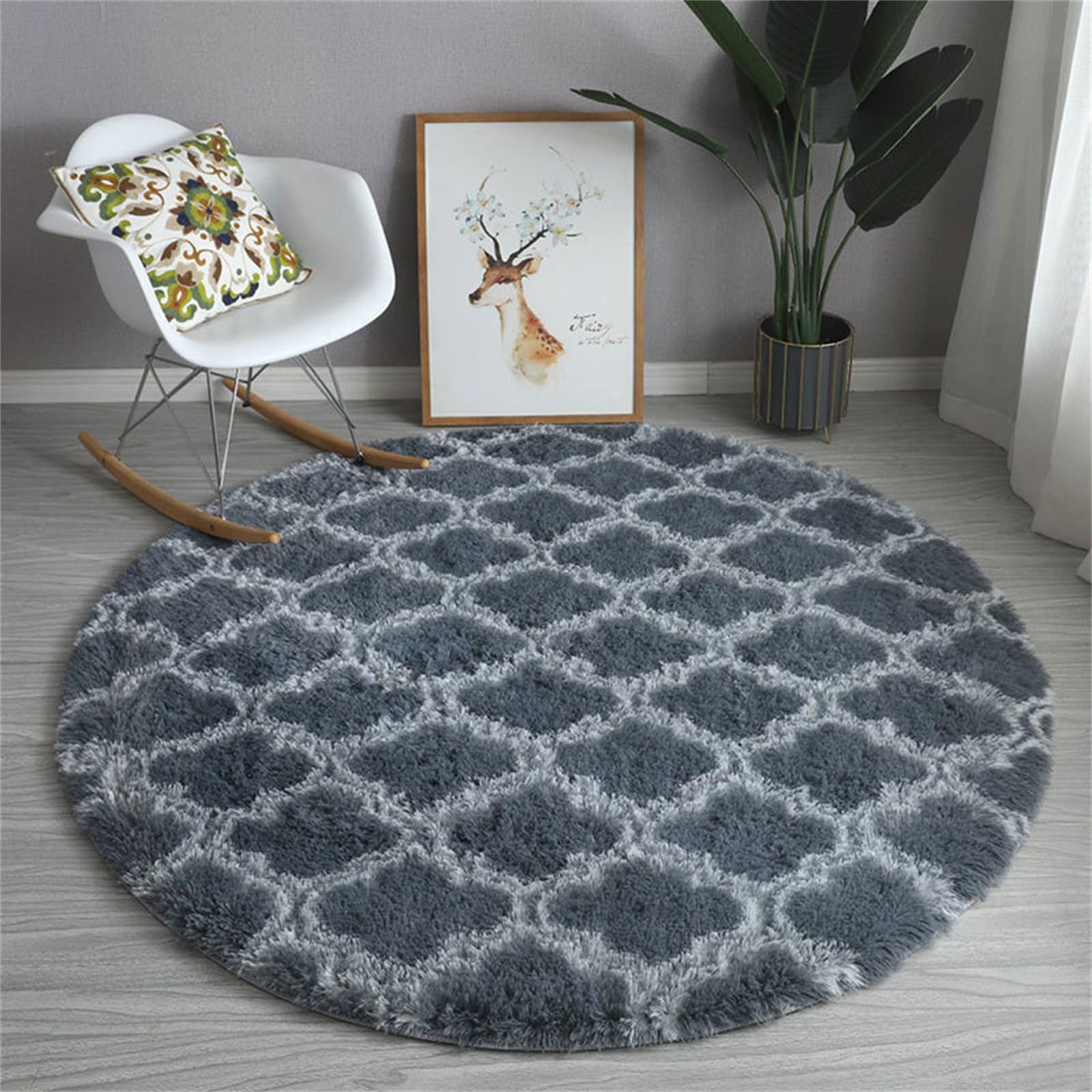 Hearda Simple Fashion Style Rugs Living Room Round Large Rug, Thick Fluffy Plush Non-Slip Carpet Rugs for Bedroom Kitchen, Washable Rug for Living Rooms, Corridors, Rooms (40cm,Gray)