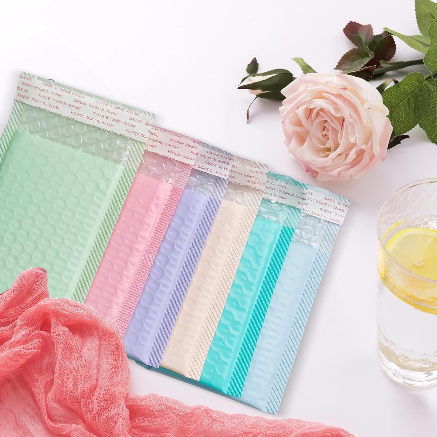 270 Pcs Bubble Mailer Bulk 4 x 6.7 Inch Self Adhesive Pastel Color Envelopes Poly Padded Small Shipping Packaging Bags for Mailing Trading Card Packaging