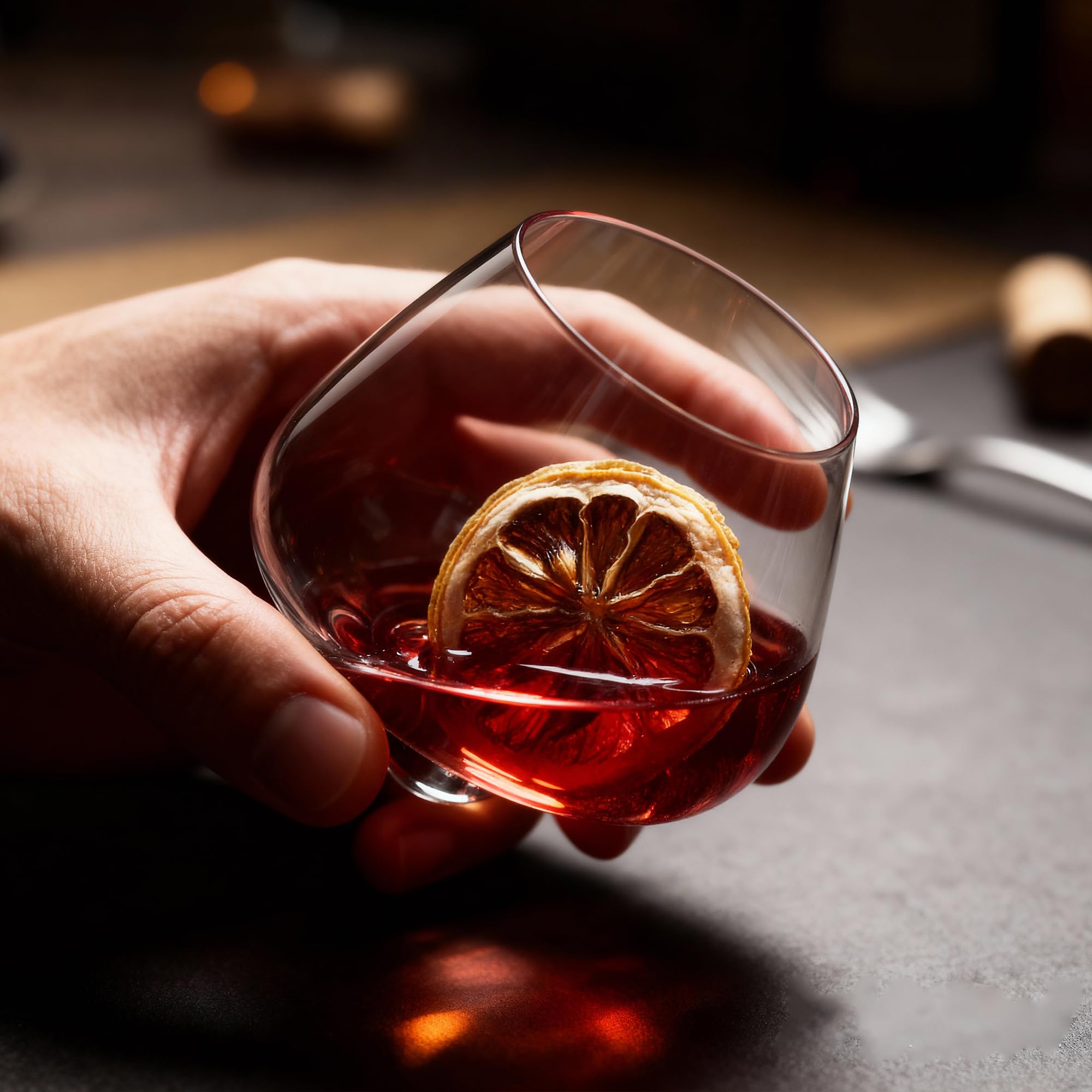 FAHIMEH Szklanki do rumu, obrotowe szklanki do whisky, koniaku, bez trzonka, szklanki do degustacji wina, kryształowe szklanki, szklanki do likierów, szklanki do ginu, spersonalizowane zestawy
