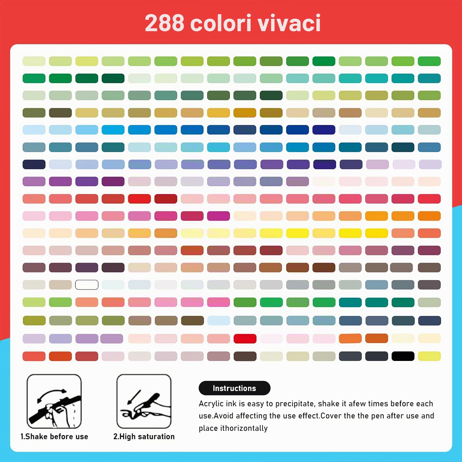 TrendGate 288 Colori Pennarelli Acrilici per Dipingere Sassi, Pennarelli Acrilici Punta Brush per Tessuti, Ceramica, Legno, Pietra, Vetro, Plastica, Metallo