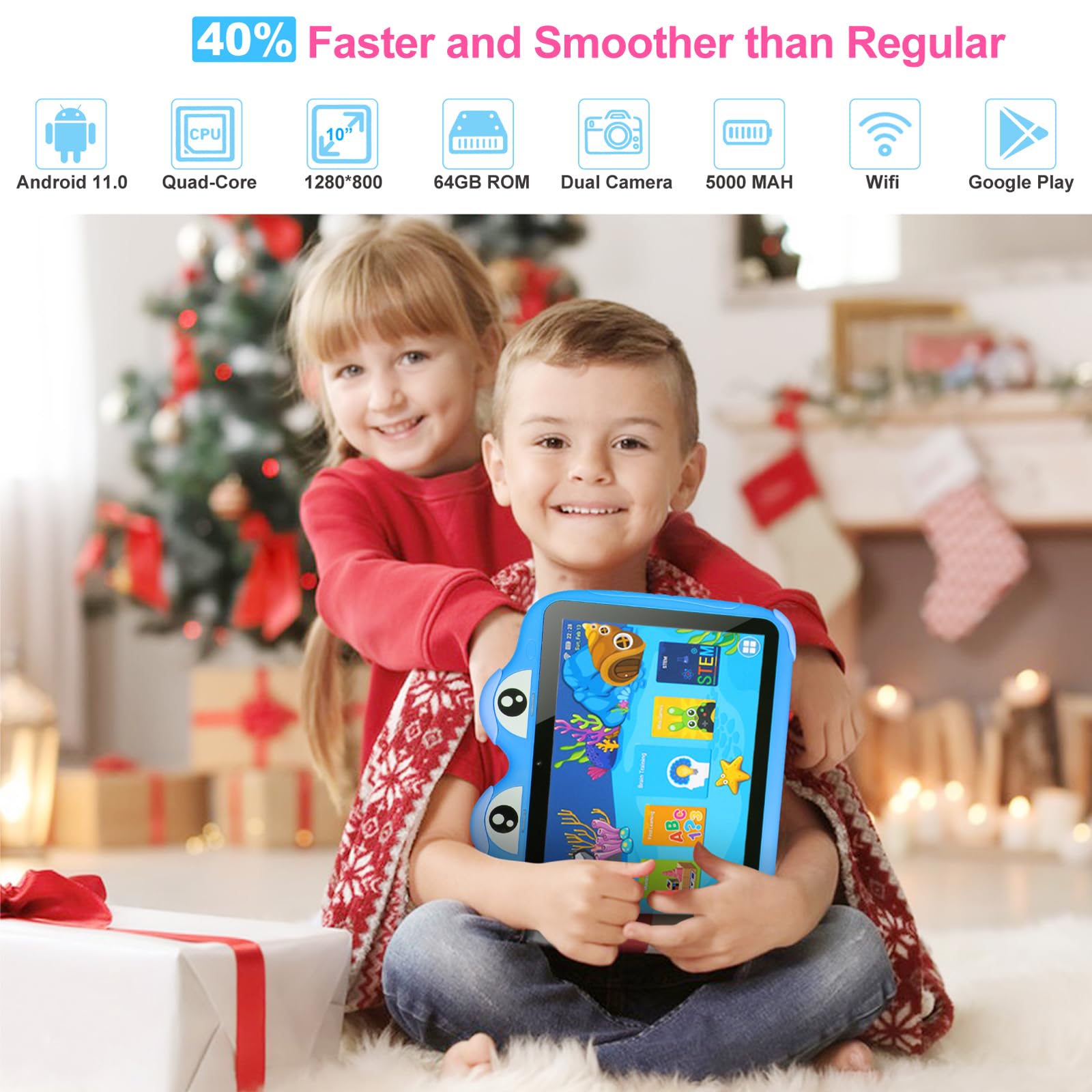 Kids Tablet 10 pollici con schermo IPS Android per bambini con WiFi e camera doppia - Dettaglio