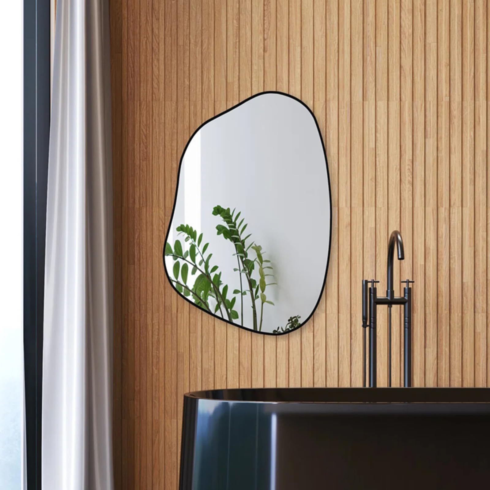 Specchio Espejo Irregular de Forma nórdica, Espejo de baño sencillo, Espejo de tocador de pared, Espejo Decorativo de pared de celebridades en línea, Negro, 60 * 80