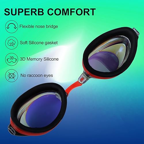 Miniatura 6 de Gafas de natación, paquete de 2 gafas de natación con protección UV antivaho para adultos, hombres, mujeres, jóvenes