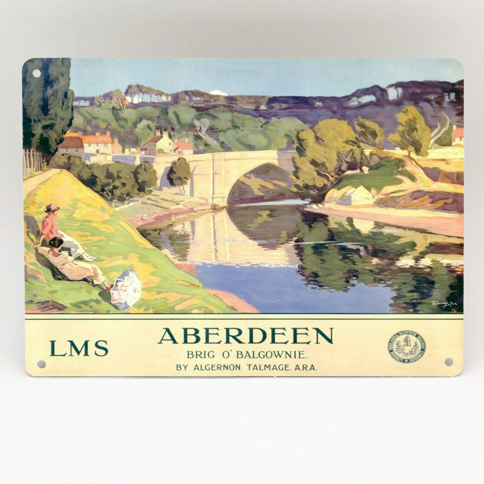 Biopracess Metalpostera29356 Aberdeen Scotland Railway Poster Metal Sign British Rail Travel Train Vintage Metal Tin Sign 8X12 Inches