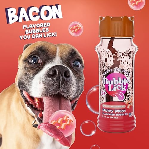 Tocino de arce (2.5 onzas líquidas, paquete de 2), sabor natural, burbujas comestibles para perros y niños, solución de burbujas con sabor natural