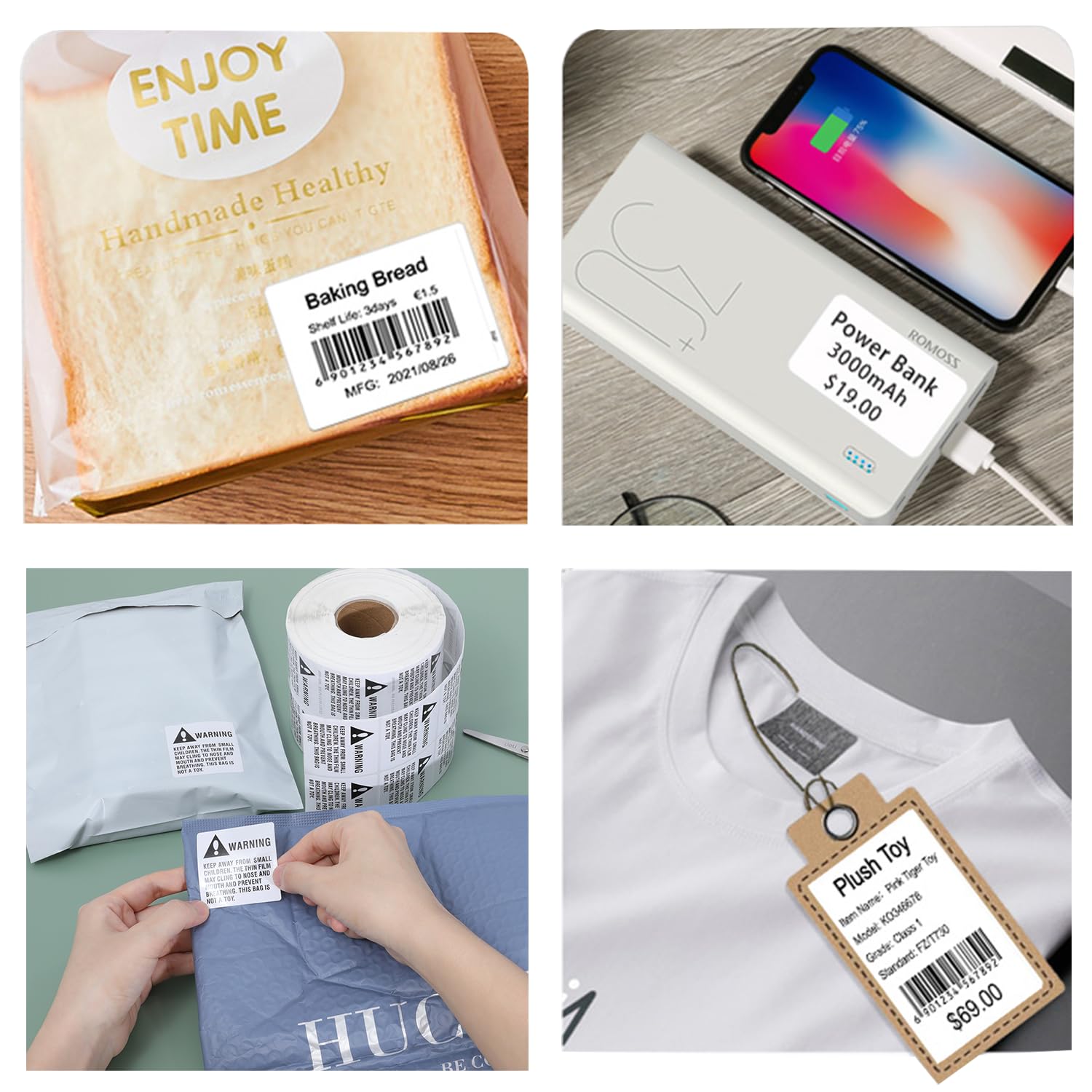 Étiquettes thermiques directes GoodMarkt autocollantes | 25x15 mm 4 rouleaux, blanc, 4000 étiquettes | Compatible avec Brother, Zebra, Phomemo | Etiquettes maison, étiquettes code barre, étiquettes