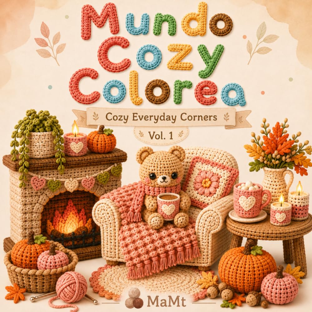 Mundo Cozy Colorea: Cozy Everyday Corners: Cute and Relaxing Cozy Coloring Book with Cozy Crochet Animals, Hygge Rooms, Kawaii Cafés and Adorable Amigurumi Scenes