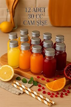 12 Adet Şeffaf Cam Shot Şişesi Sızdırmaz Gümüş Metal Kapaklı Kolonya Koku Süs Çok Amaçlı Şişe 30ml