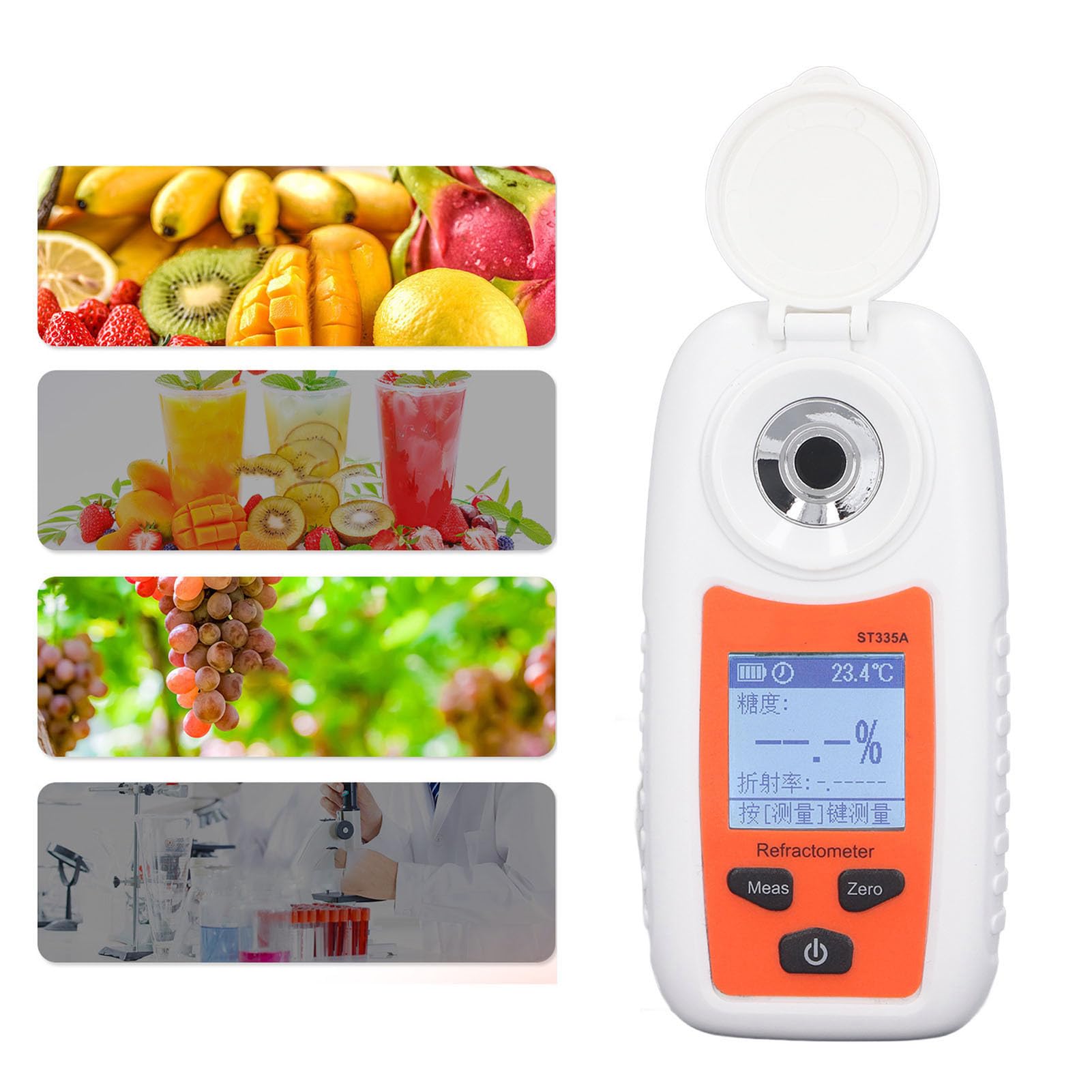 Medidor de azúcar portátil de Alta precisión 0 55% Rango de Prueba Probador de dulzura de Jugo de Fruta con compensación automática de Temperatura para Venta de Frutas plantación
