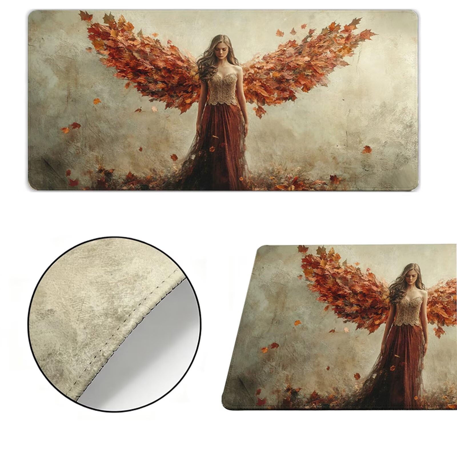 Podkładka pod mysz XXL 1000x500x3mm podkładka pod mysz jesienna podkładka pod mysz anioł poprawia precyzję i szybkość, wodoodporne antypoślizgowe, szyte krawędzie, akcesoria do gier, komputer biurowy