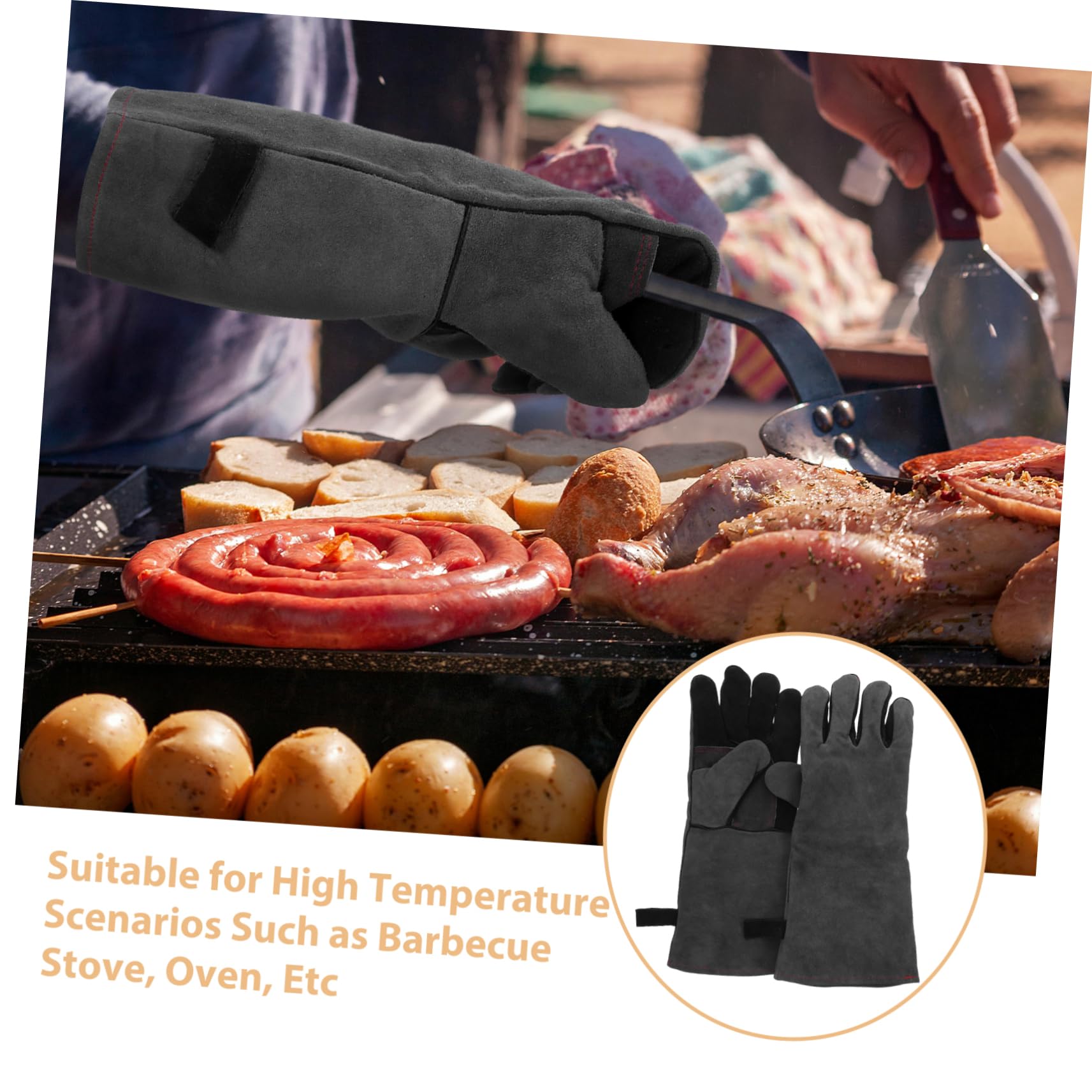 Artibetter Lederhandschuhe Hitzebeständig Für Küche Und Grill Feuerfeste Arbeitshandschuhe Mit Isolierendem Schutz Robuste Ofenhandschuhe Für Hohe Temperaturen
