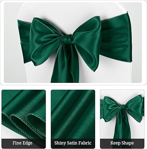 Miniatura 3 de Pesonlook 50 cintas de satén para silla, lazos de satén verde bosque, lazos para silla, suministros para bodas, recepciones, eventos, banquetes,