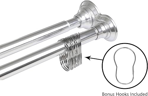 Miniatura 2 de Utopia Alley Barras de cortina de ducha dobles ajustables de 72 pulgadas, aluminio inoxidable con tapa de goma y fácil instalación, extensibles,