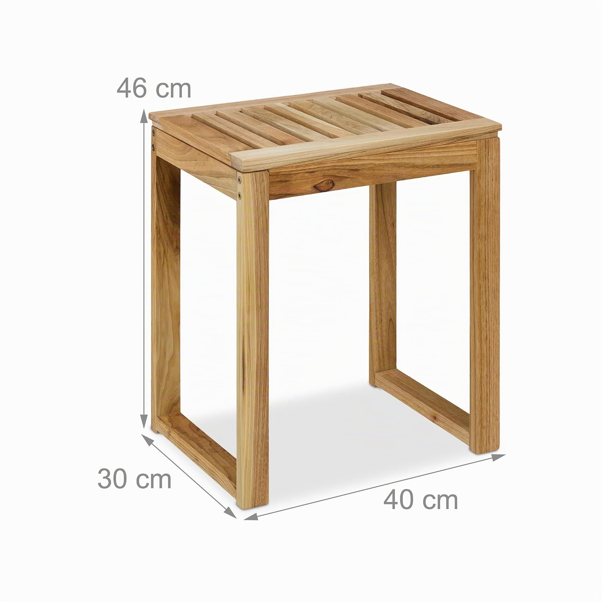 Relaxdays Taburete de Madera, 46 x 40 x 30 cm, Banquito Baño o Salón, hasta 80 kg, Mesita Auxiliar para Macetas, Natural
