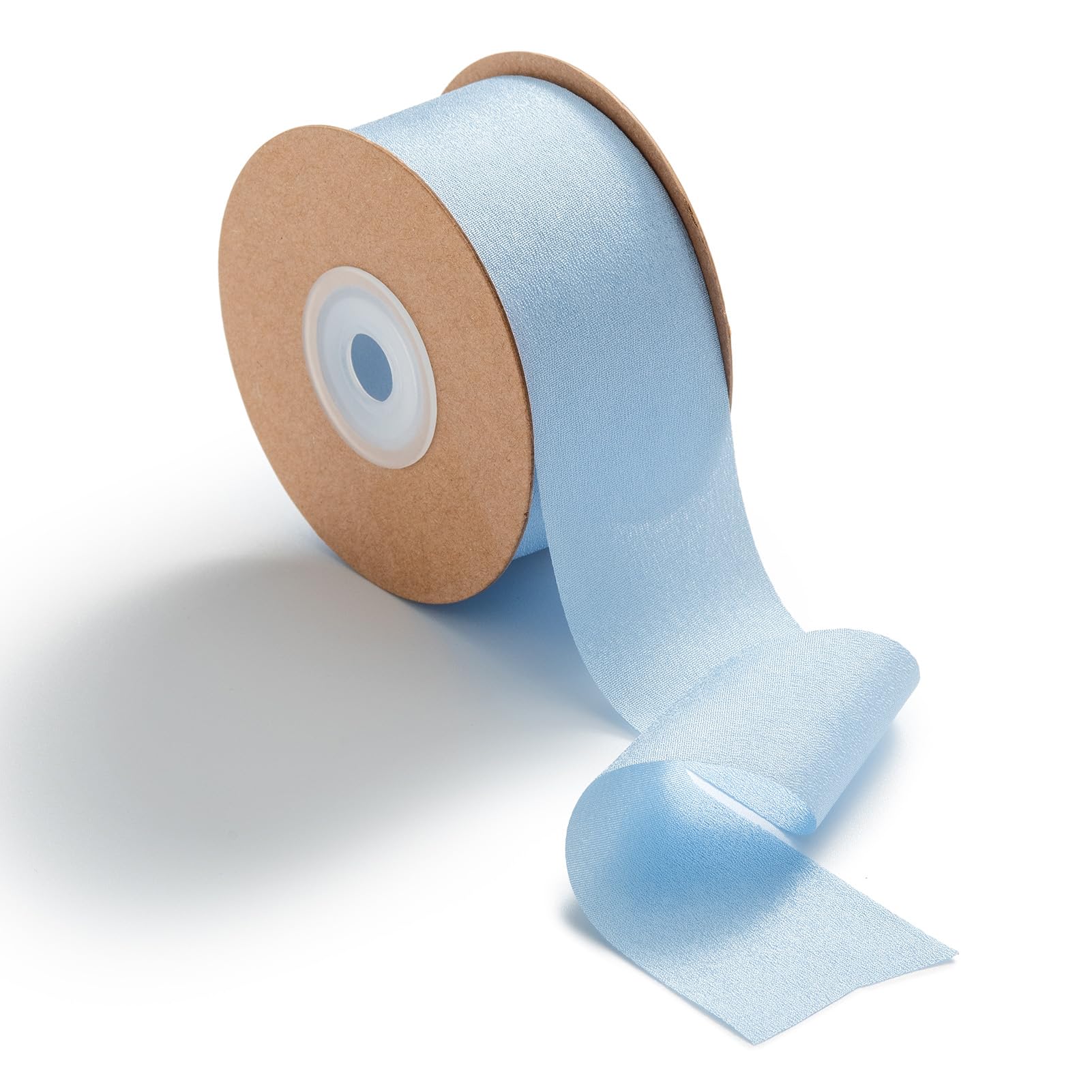 MORSUNBELA Geschenkband Breit Blau Bänder Deko 3,8 cm x 23 m Geschenkbänder Hellblau Schleifenband Hochzeit Chiffonband Schleifen Dekoband Stoff Seidenband
