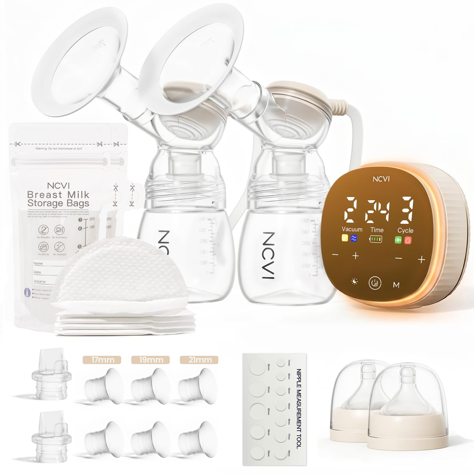 NCVI Electric Breast Pump 8132, VibeRelief Micro-Vibration Massage to Ease Discomfort, Ultra Comfortable Hospital-Grade Suction | Hands Free Breast Pump Hospital-Grade, Smart Display, Quiet Breastfeeding Pump Fits 17-24mm Flanges for Home Work Travel-image-19
