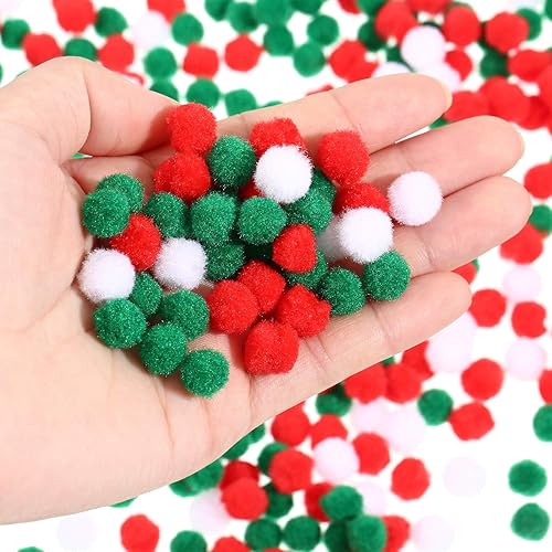 Miniatura 3 de Boao 600 pompones de Navidad de 0.39 pulgadas para manualidades, color rojo, verde y blanco, mini bolas esponjosas para manualidades y decoraciones