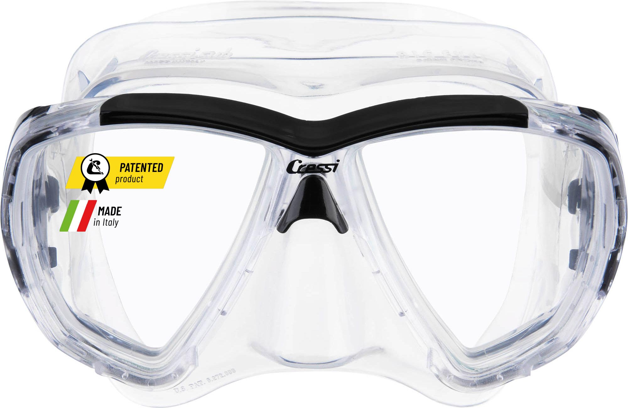 CRESSI Big Eyes Mask Clear/Black - Single Big Eyes Mask for Diving and Snorkelling, Transparent/Black, One Size, Adults