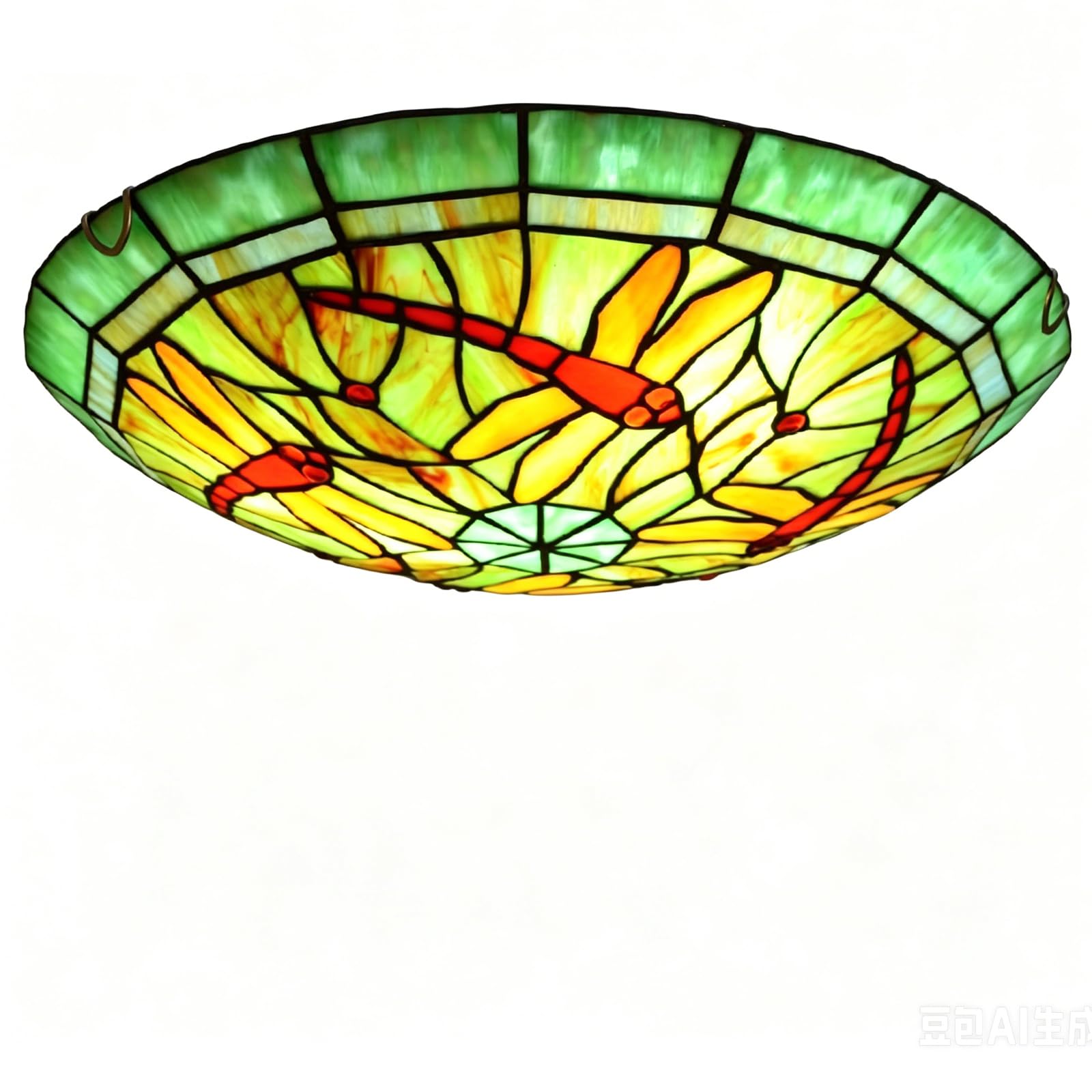 CNSXHAO Tiffany Style Ceiling Light Fixtures Flush Mount, Vintage Stained Glass Hallway Ceiling Lamp, E27 Bulb Retro Round Shade Chandeliers for Bedroom Living Room Kitchen,30cm