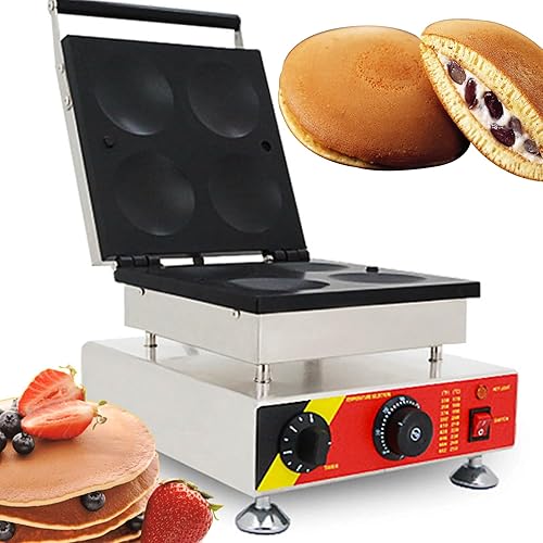 Máquina para hacer panqueques eléctrica comercial con 4 agujeros de 3.93 pulgadas para panqueques holandeses de 3.93 pulgadas, panadería, panadería,