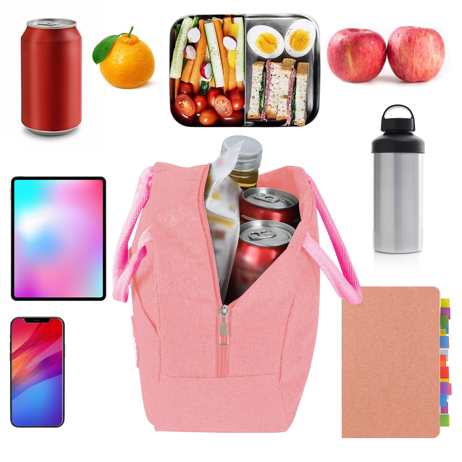 Jewan Piccola Borsa Termica 6L Frigo Porta Pranzo, Borsa per Ufficio, per Escursionismo, Picnic All'aperto, Barbecue (Rosa)