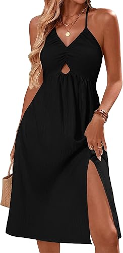 Zelroxa Womens Beach Swimsuit Coverup Summer Halter Midi Vacation Dresses Bathin