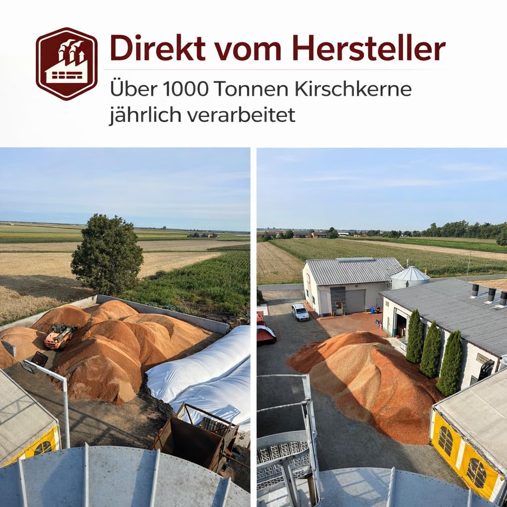 Lose Kirschkerne 10 kg Gereinigt und Getrocknet Premium Füllung für Wärmekissen und Kältekissen Naturprodukt ohne Chemie Direkt vom Hersteller mit 25 Jahren Erfahrung