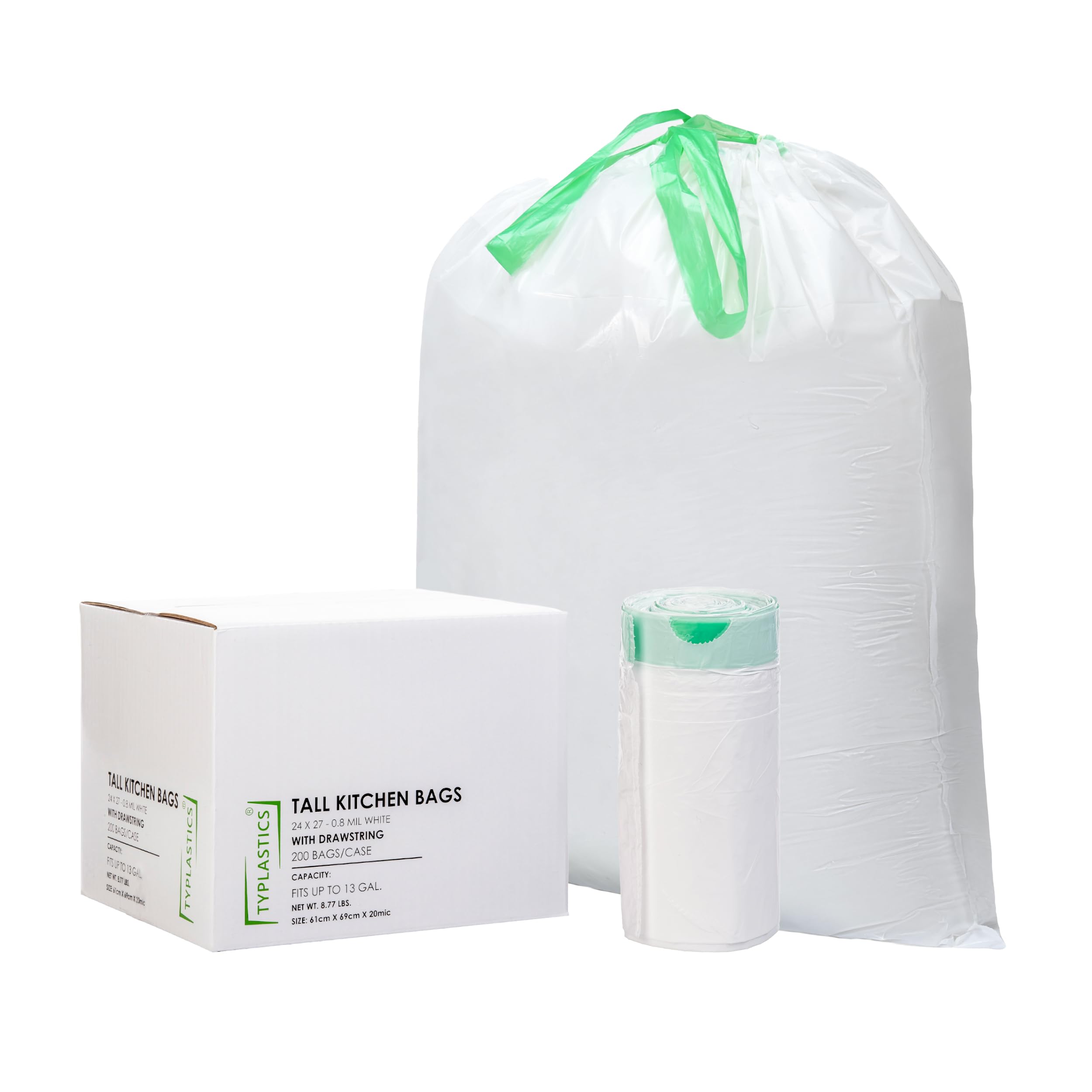 TYPLASTICS Bolsas de basura altas con cordón para cocina, 13 galones (200 unidades)