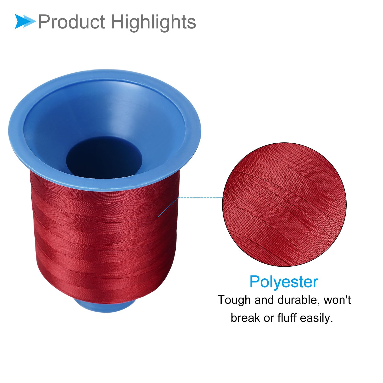 CoCud Bonded Sewing Thread, 1312 Yards 210D/0.32mm Polyester Upholstery Thread Red - Image 4