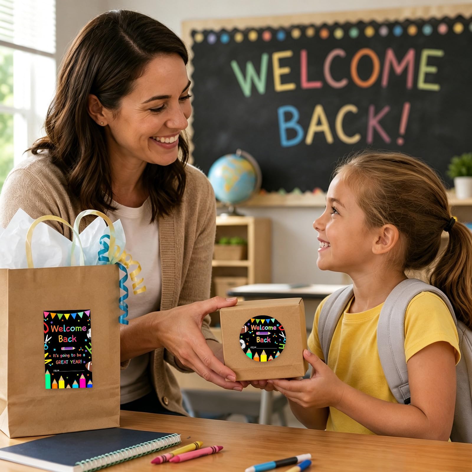 Lot de 40 étiquettes autocollantes pour la rentrée scolaire – Autocollants de bienvenue pour enseignants, étudiants, décoration de salle de classe – Étiquettes pour l'année scolaire, fournitures pour