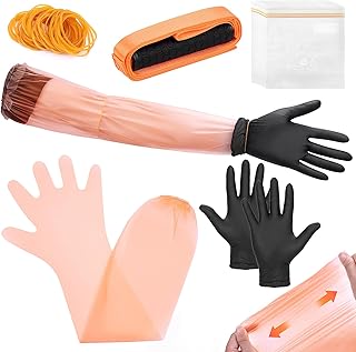 Dreamtop 109 Pcs Field Cleaning Kit - 24 Pairs Deer Gutting Gloves Disposable with Long Arm Glove and Short Nitrile Glove, for Field Dressing Hunting Game Deer Cleaning