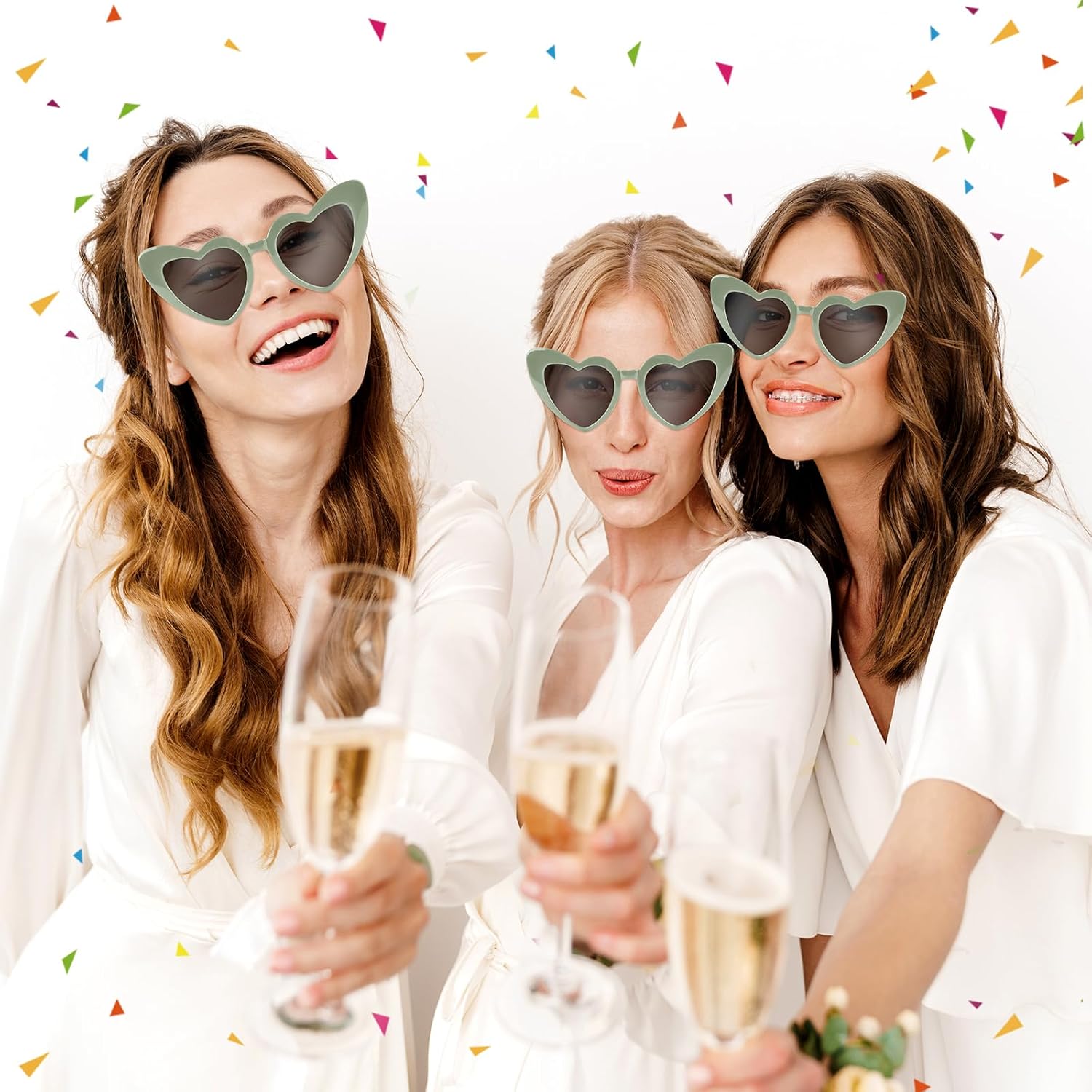 NACHLYNN 4/12/24 Pairs Heart Shaped Sunglasses Bachelorette Sunglasses Love Vintage Heart Glasses for Women Party Weddings - Image 4