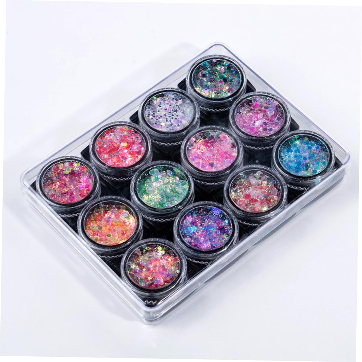 DOITOOL Set Da 3 Pezzi Per Il Trucco Con Paillettes 12 Colori Gel Per Il Corpo Con Paillettes Gel Per Il Viso Unghie Glitter Illuminante Per Feste Uso Quotidiano