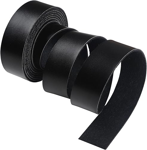 CDY Correa de piel sintética negra de 90 pulgadas de largo y 1 pulgada de ancho, tiras de cinturón de cuero muy adecuadas para proyectos de