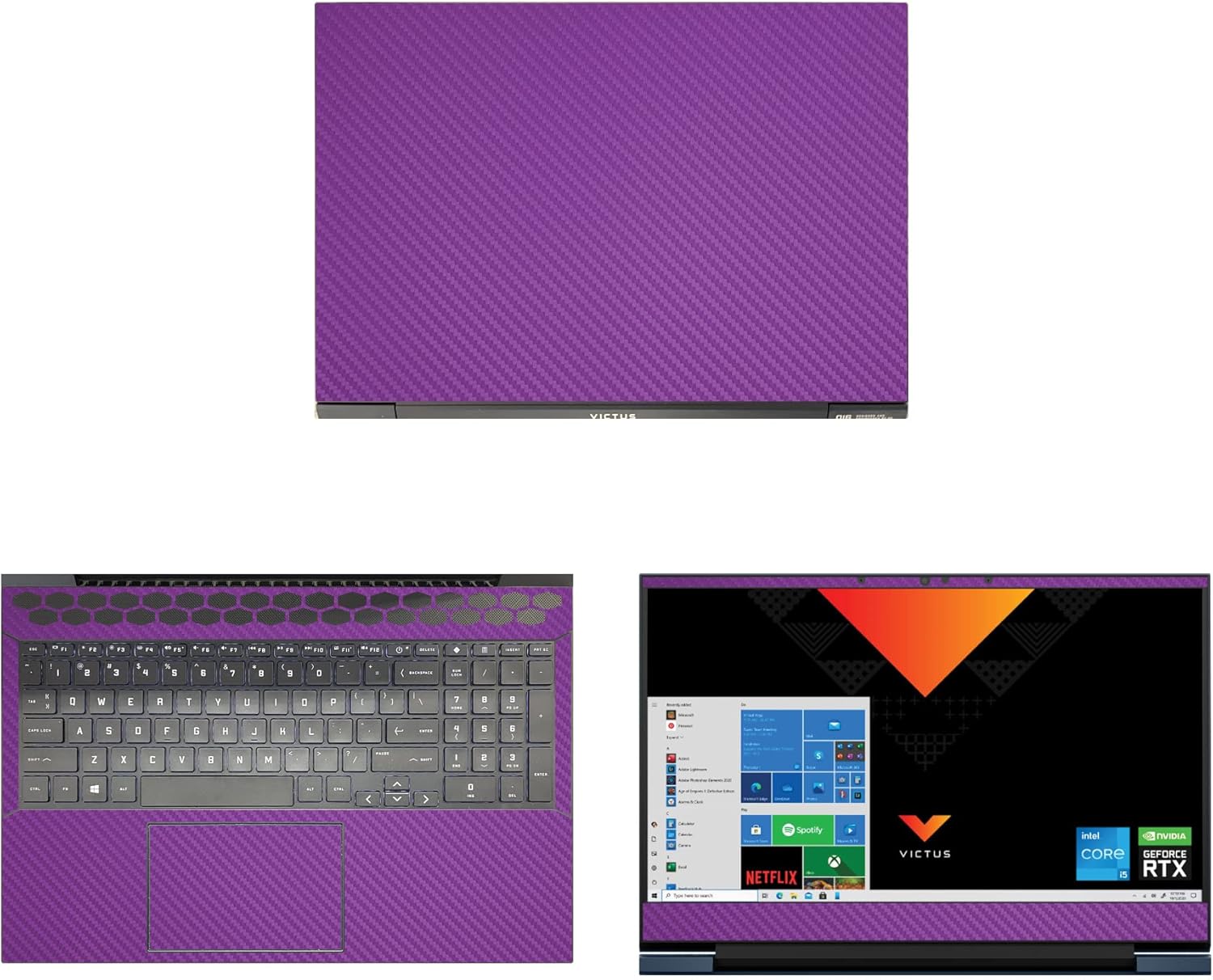 Decalrus - Protective Decal for The HP Victus Gaming Laptop (16.1" Screen) Laptop Purple Carbon Fiber Vinyl Cover wrap CFhpVictus16_gamingPurple