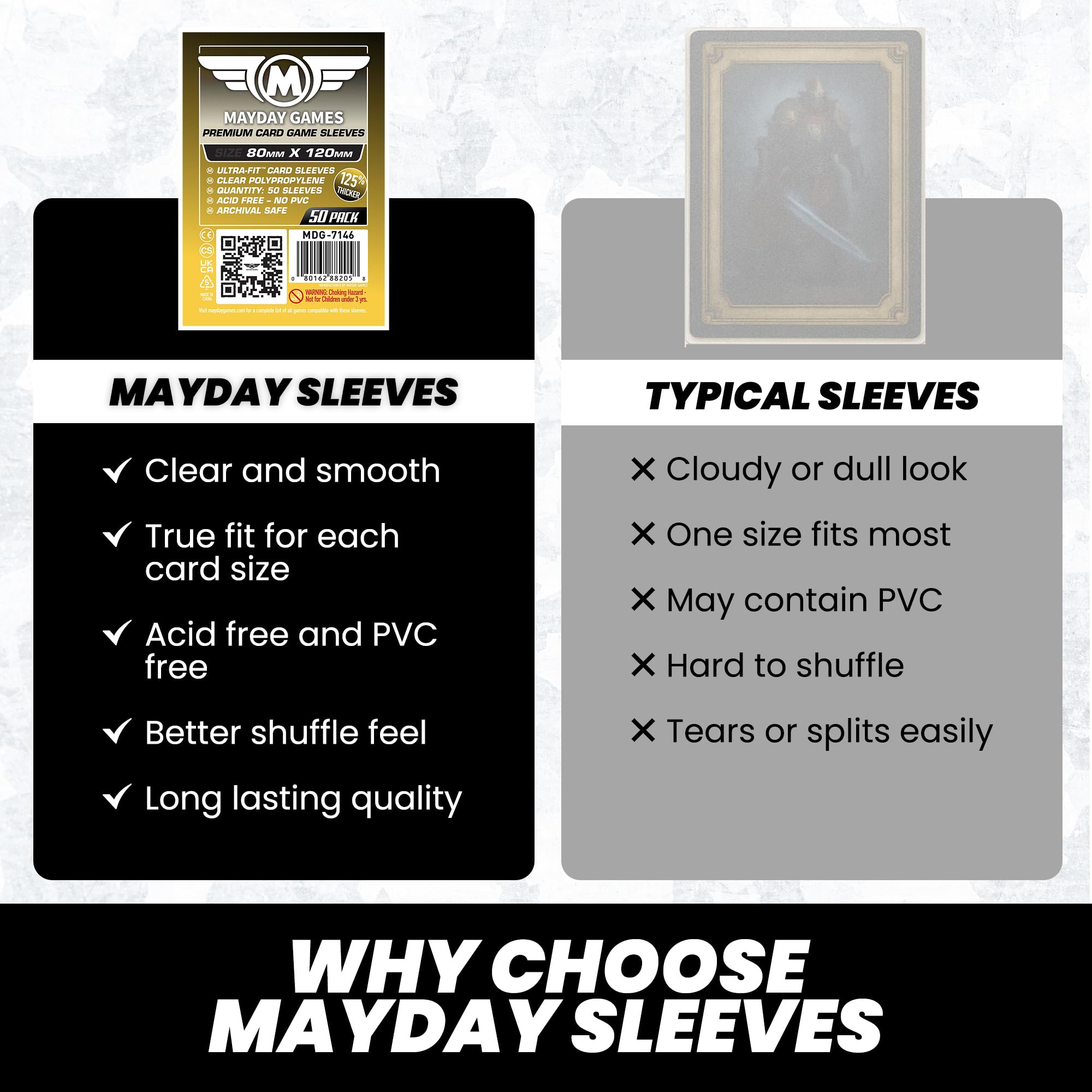 Amazon.com: Mayday Games Dixit Premium Card Sleeves - 80x120mm 90 Micron  Thick, 50 Per Pack, Oversized Clear Board Game Card Sleeves