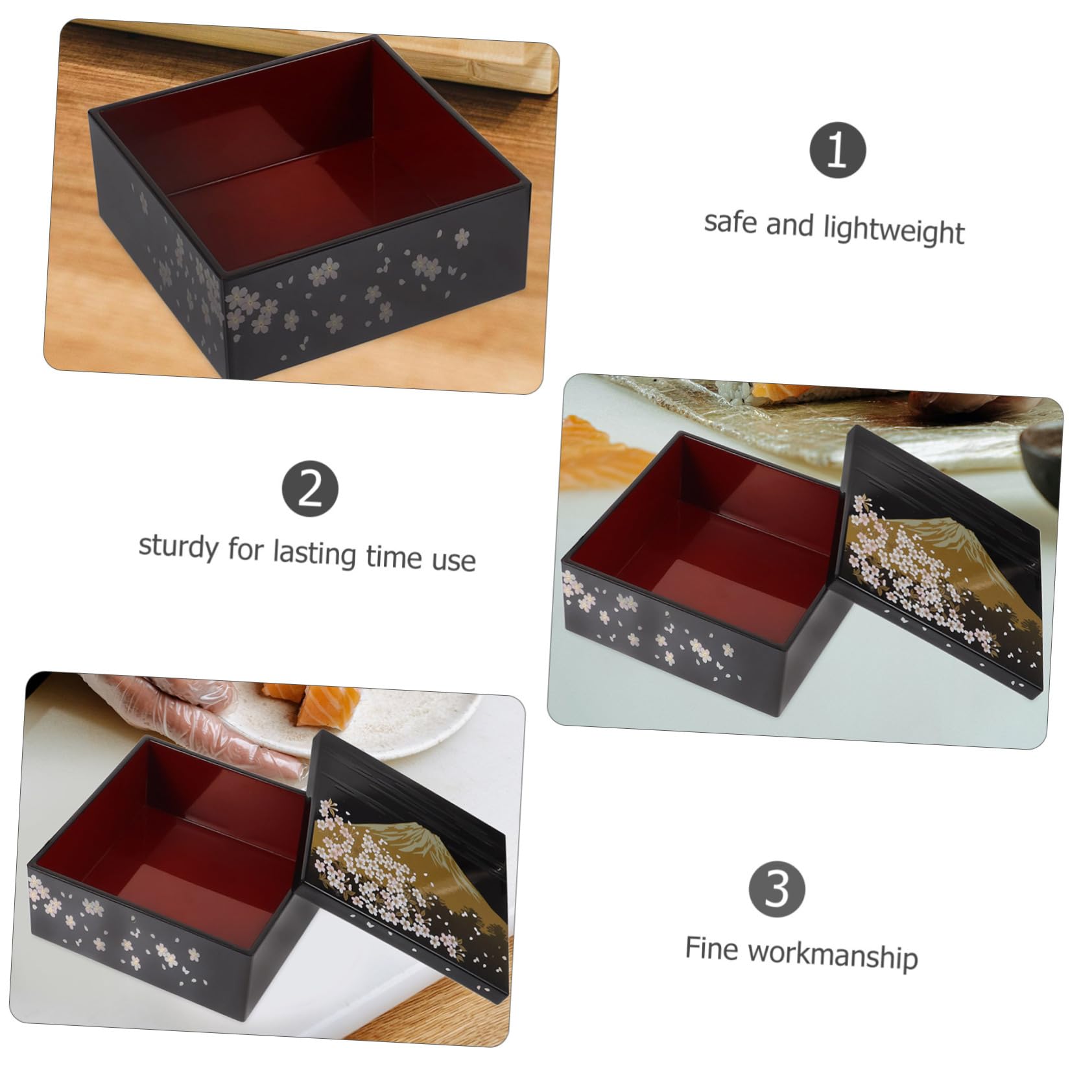 PRETYZOOM Lot De 2 Boîtes À Bento Traditionnelles Japonaises Avec Couvercle À 3 Couches Pour Déjeuner Collation Sushi Bento