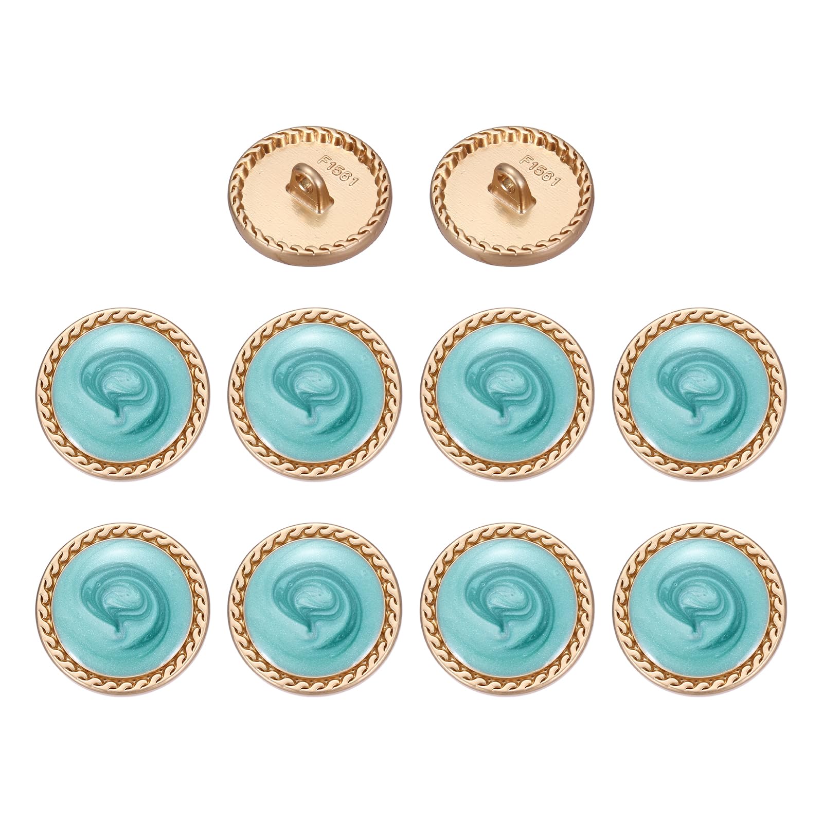 sourcing map Metal Vintage Gold Button 20mm Round Metal Sewing Button Alloy Shank Replacement for Women's Suit Woolen Coat Shirt Dress Sewing, Green Pack of 10