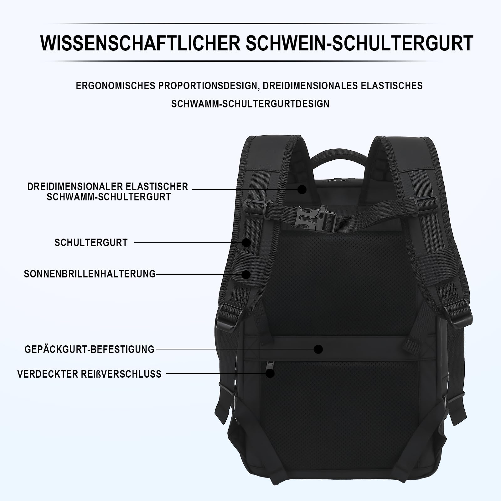 Vakuum Rucksack Airbag Rucksack Handgepäck, Vakuumieren Einem | Knopfdruck Erweiterbarer 60L mit Automatische Vakuum, Trockentrennung, Zahlenschloss für Reisen, Geschäftsreisen und Camping